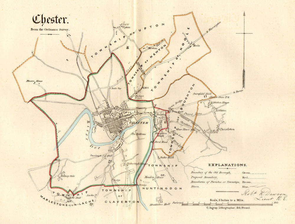 CHESTER borough/town/city plan. REFORM ACT. Cheshire. DAWSON 1832 old map