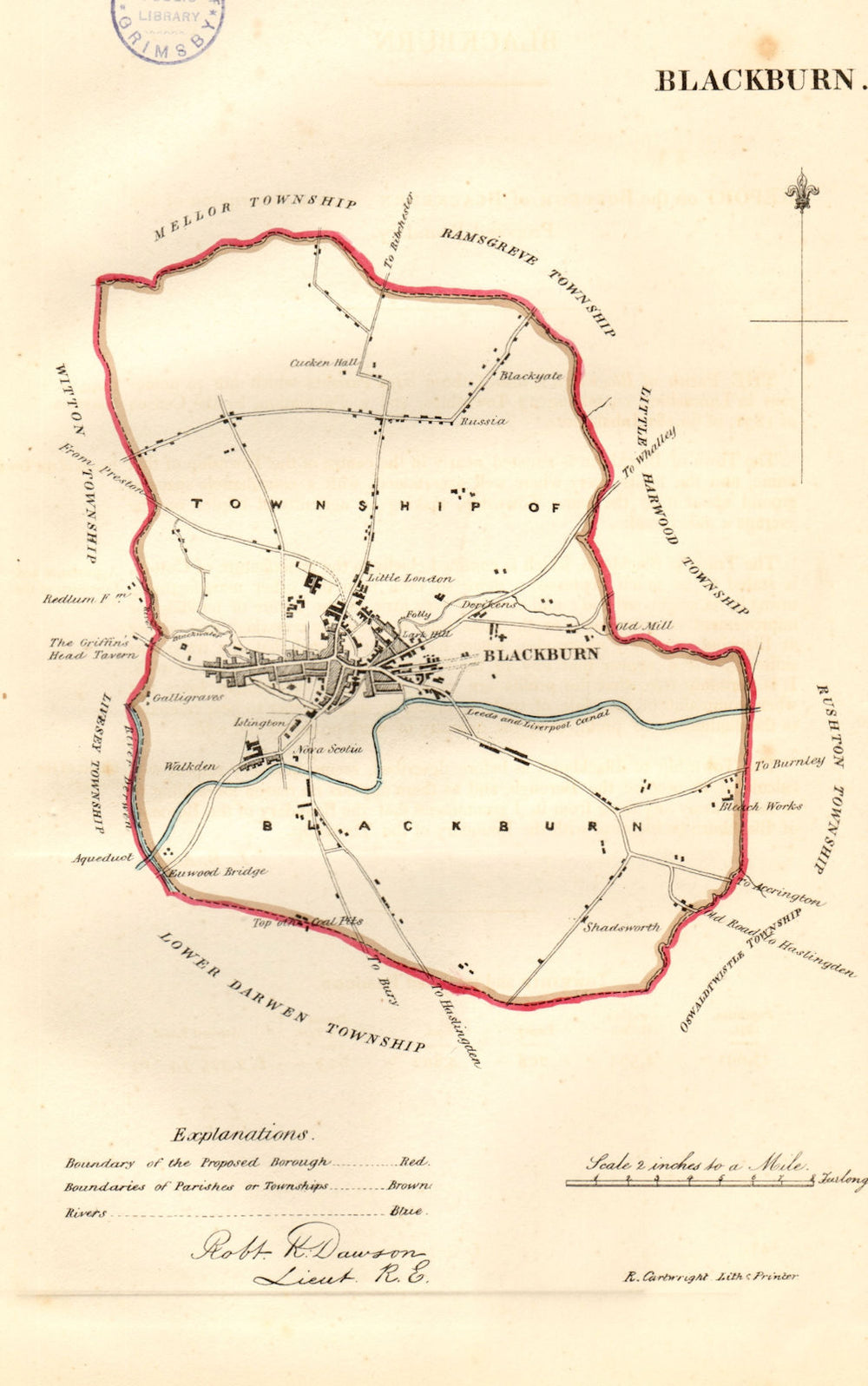 BLACKBURN town/borough plan for the REFORM ACT. Lancashire. DAWSON 1832 map