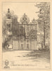 Old wrought iron gates, Dulwich Village SE. London 1905 antique print