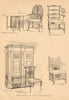 Furniture. Table Windsor chair ladderback French confessional Chippendale 1905