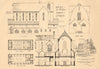 A small town church. Plans & elevations 1905 old antique vintage print picture