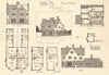 Design for a pair of village shops by Cavendish. Sketch, elevations & plans 1905