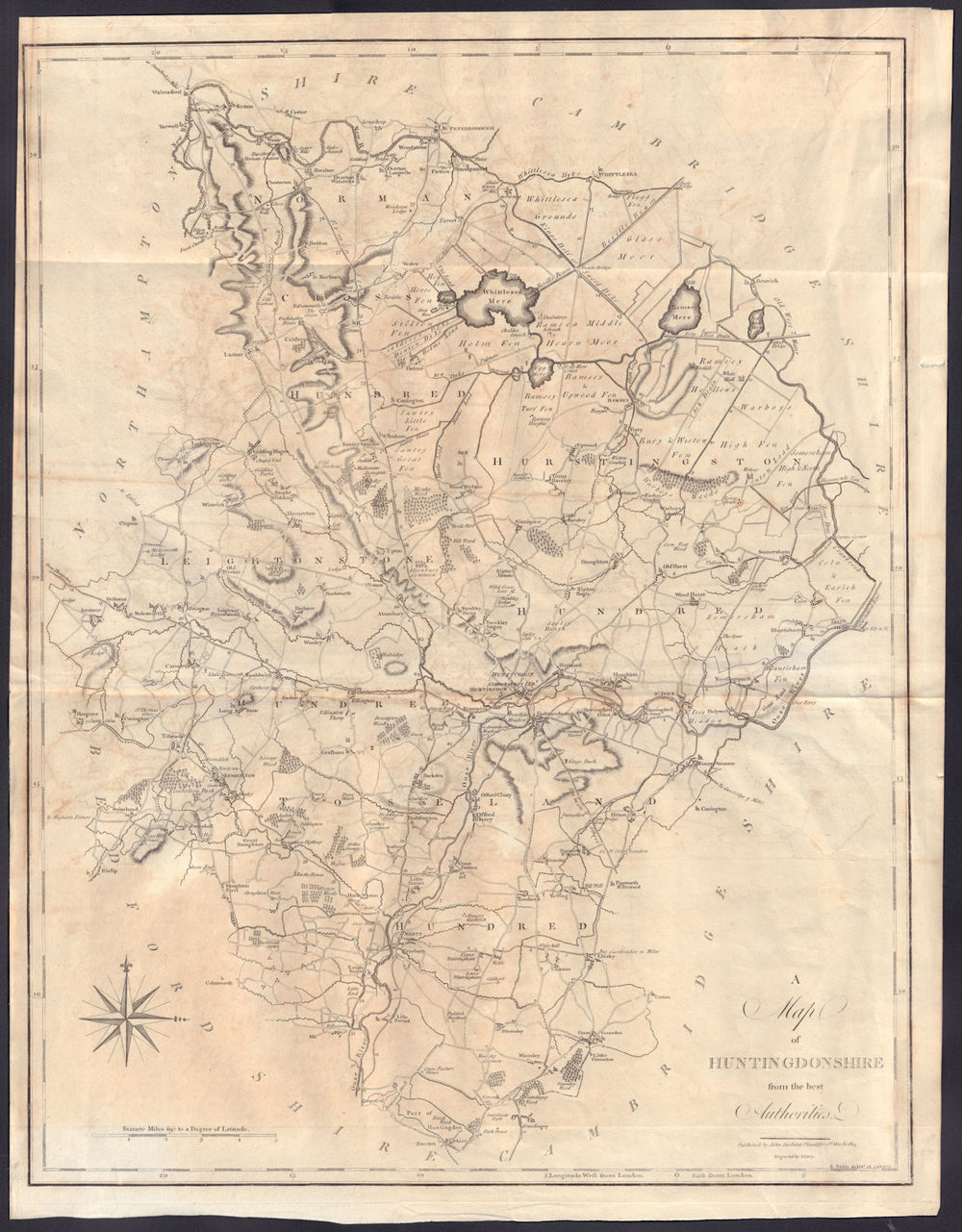 "A map of Huntingdonshire from the best authorities". County map. CARY 1805