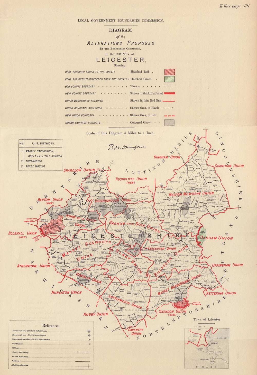 Alterations Proposed in Leicestershire. JONES. BOUNDARY COMMISSION 1888 map