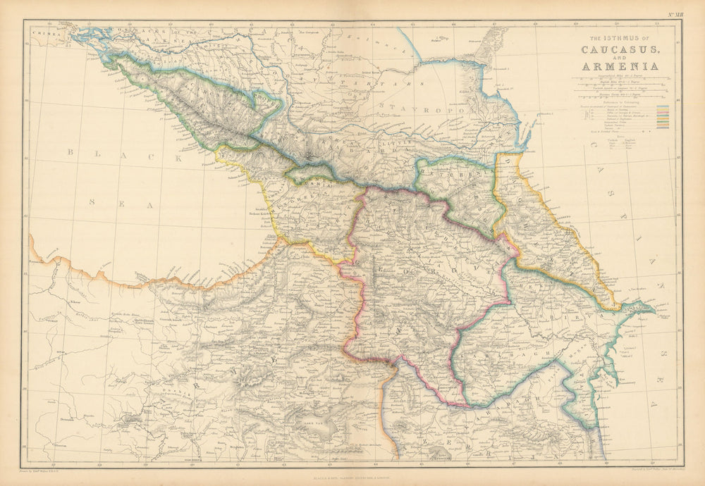 The Isthmus of Caucasus & Armenia by Edward Weller. Georgia Azerbaijan 1859 map