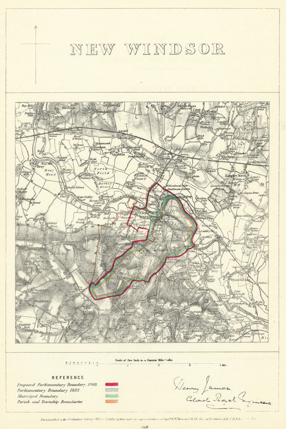 New Windsor, Berkshire. JAMES. Parliamentary Boundary Commission 1868 old map
