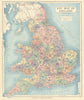 Key map of England & Wales showing railways by Letts 1884 old antique