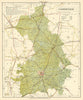Cambridgeshire county map showing Post Towns & Market Days. LETTS 1884 old