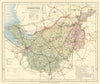 Cheshire county map showing Post Towns & Market Days. LETTS 1884 old