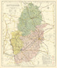 Nottinghamshire county map showing Post Towns & Market Days. LETTS 1884