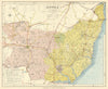 Suffolk county map showing Post Towns & Market Days. LETTS 1884 old