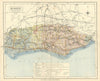 Sussex county map showing Post Towns & Market Days. LETTS 1884 old antique