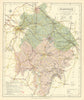 Warwickshire county map showing Post Towns & Market Days. LETTS 1884 old