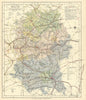 Wiltshire county map showing Post Towns & Market Days. LETTS 1884 old