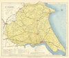 Yorkshire, East Riding county map showing Post Towns & Market Days. LETTS 1884