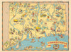 Connecticut. Pictorial state map by Ruth Taylor White 1935 old vintage