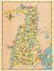 New Hampshire. Pictorial state map by Ruth Taylor White 1935 old vintage