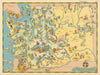 Washington. Pictorial state map by Ruth Taylor White 1935 old vintage