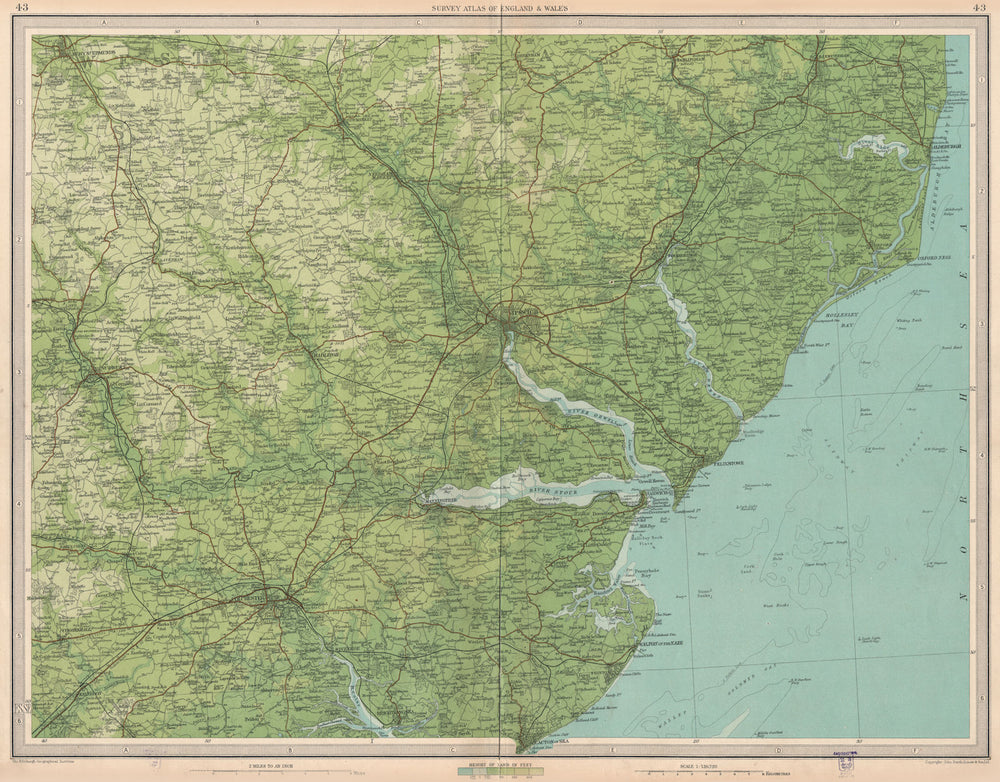 HAVEN PORTS. Colchester Ipswich Harwich Felixstowe Suffolk Essex.LARGE 1939 map