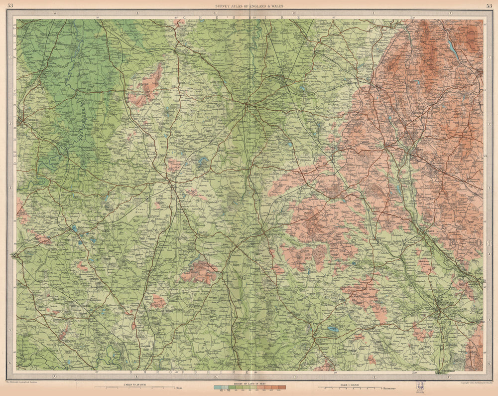 WELSH MARCHES. Crewe Stoke-on-Trent Stafford Wrexham Shrops Cheshire 1939 map