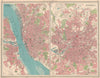 NW ENGLISH CITIES. Plans of Liverpool & Manchester. Birkenhead. LARGE 1939 map