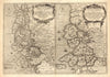 FRISIA BOREALIS. Nordfriesland 1240 & 1651; pre/post flooding. BLAEU c1667 map