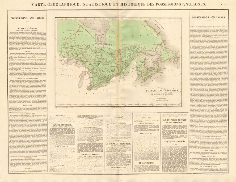 'Possessions anglaises de l'Amerique du Nord'. British America. BUCHON 1825 map