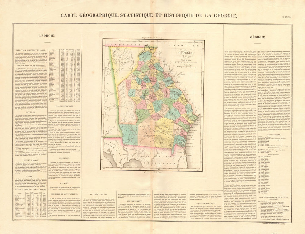 'Géorgie'. Georgia antique state map. Ft Jackson Treaty concessions. BUCHON 1825