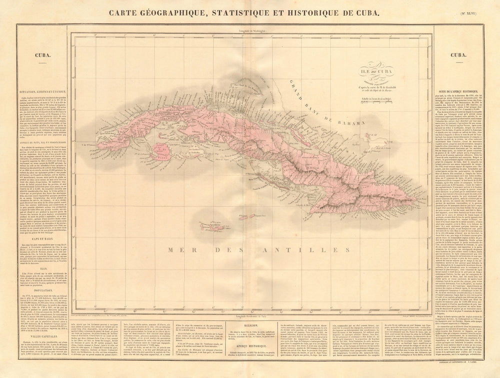 'Ile de Cuba' and the Cayman Islands. BUCHON 1825 old antique map plan chart