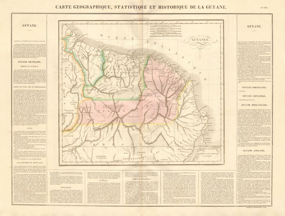 'Guyane française, hollandaise et anglaise'. Guiane Suriname. BUCHON 1825 map