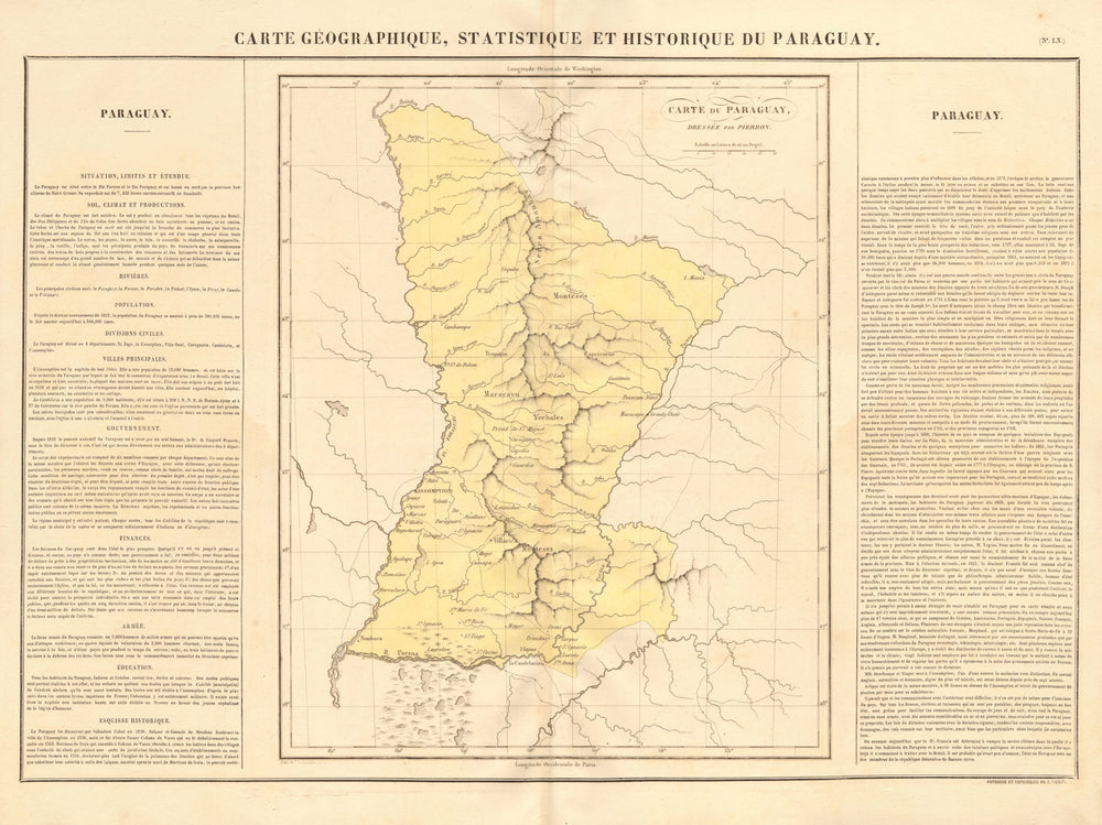 Paraguay. Borders before Triple Alliance War & Gran Chaco Wars. BUCHON 1825 map