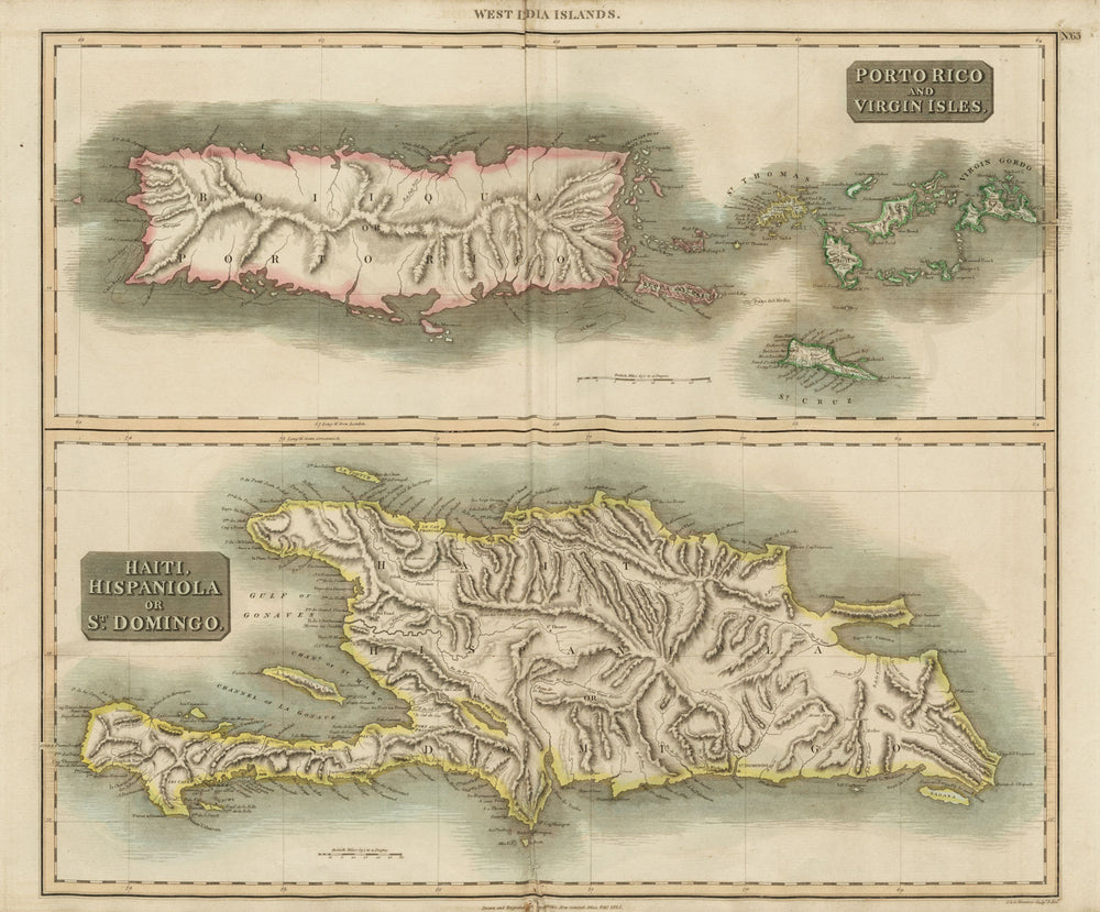 Puerto Rico & Virgin Islands. Haiti, Hispaniola or St. Domingo. THOMSON 1817 map