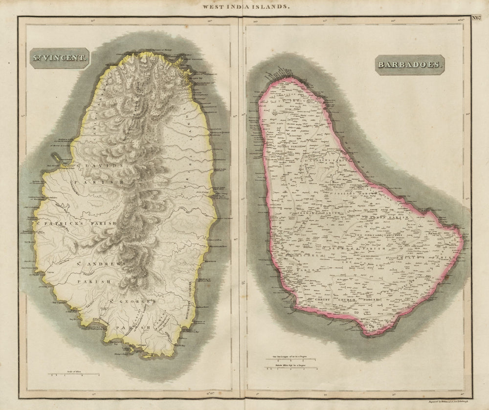 St Vincent & "Barbadoes". Barbados. West Indies Caribbean. THOMSON 1817 map