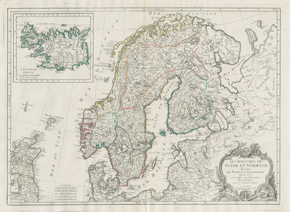 "Les Royaumes de Suede et Norwege…". Scandinavia. SANTINI / JANVIER 1784 map