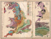 ENGLAND AND WALES Geology Coal & iron deposits Geological. LARGE 1939 old map