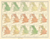 GREAT BRITAIN England and Wales Monthly & annual Temperatures. LARGE 1939 map
