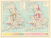 ENGLAND WALES Mining Manufacturing Products Industries Coal Cu Tin Pb 1939 map
