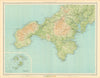 CORNWALL Land's End Falmouth Scilly Isles Truro St Ives Redruth. LARGE 1939 map