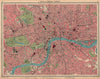 CENTRAL LONDON. LARGE detailed plan Railways tube public buildings 1939 map