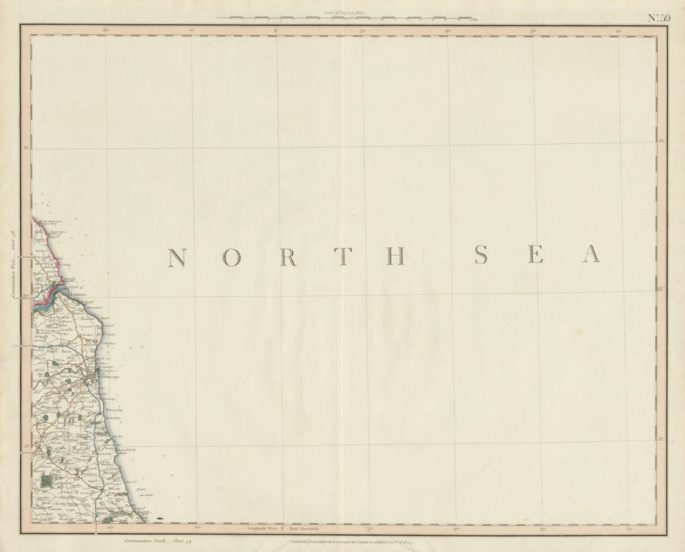 Tyneside & Wearside coast. South Shields Sunderland. John & George Cary 1832 map