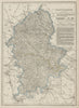 STAFFORDSHIRE antique county map. Showing exclave & railways. DOWER 1863