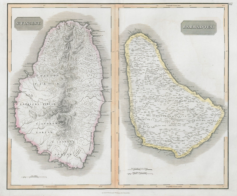 St Vincent & "Barbadoes". Barbados. West Indies Caribbean. THOMSON 1830 map