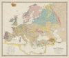 Geological Map of Europe. JOHNSTON 1856 old antique vintage plan chart