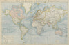 WORLD ON MERCATOR'S PROJECTION. British Empire. Telegraph cables. LETTS 1884 map