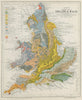 ENGLAND & WALES colour geological Map. LETTS 1884 old antique plan chart