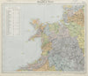 NORTHWEST ENGLAND & NORTH WALES WATERSHEDS & Lighthouses. LETTS 1884 old map