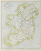 IRELAND. Showing roads, railways, counties & provinces. LETTS 1884 old map