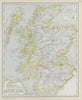 SCOTLAND. General map showing counties railways lighthouses. LETTS 1884