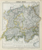 SOUTH GERMANY SWITZERLAND AUSTRIA Baden Württemberg Bavaria Tyrol 1884 old map