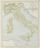 ITALY with red & white wine & liqueur growing districts in green. LETTS 1884 map